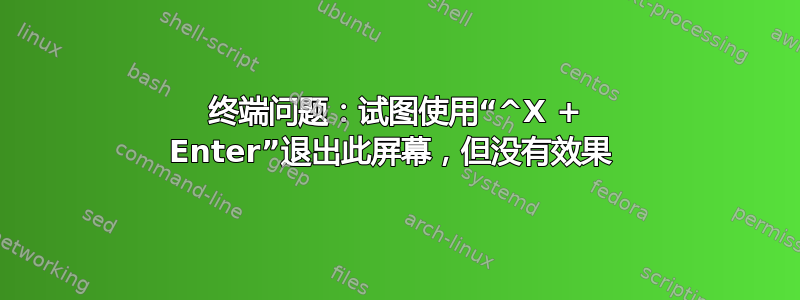 终端问题：试图使用“^X + Enter”退出此屏幕，但没有效果 