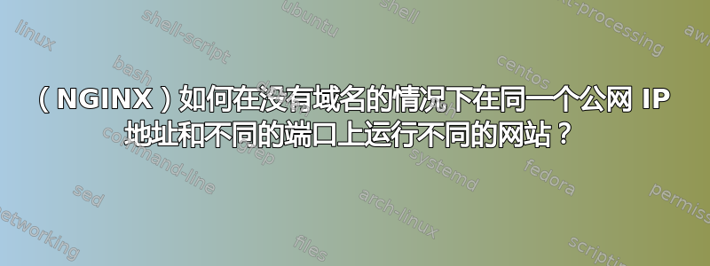 （NGINX）如何在没有域名的情况下在同一个公网 IP 地址和不同的端口上运行不同的网站？