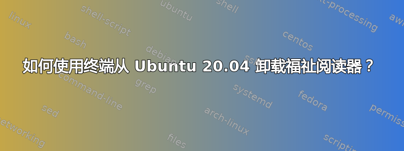 如何使用终端从 Ubuntu 20.04 卸载福祉阅读器？