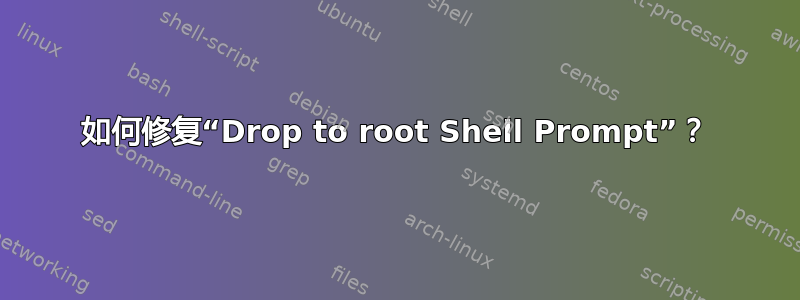 如何修复“Drop to root Shell Prompt”？