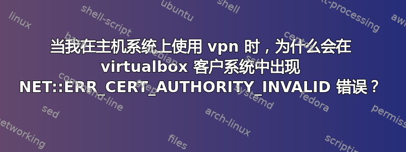 当我在主机系统上使用 vpn 时，为什么会在 virtualbox 客户系统中出现 NET::ERR_CERT_AUTHORITY_INVALID 错误？