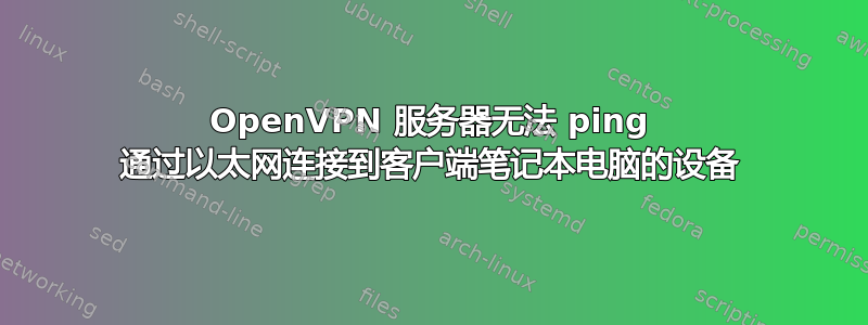 OpenVPN 服务器无法 ping 通过以太网连接到客户端笔记本电脑的设备