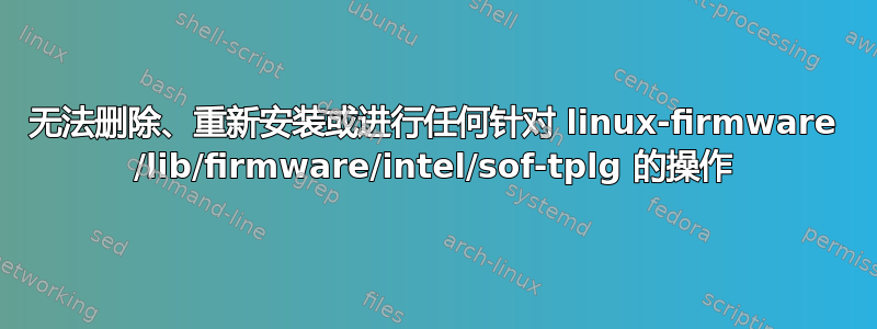 无法删除、重新安装或进行任何针对 linux-firmware /lib/firmware/intel/sof-tplg 的操作