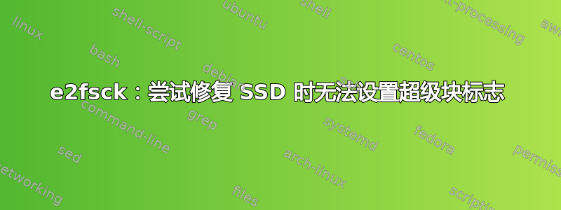 e2fsck：尝试修复 SSD 时无法设置超级块标志