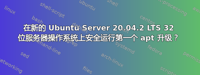 在新的 Ubuntu Server 20.04.2 LTS 32 位服务器操作系统上安全运行第一个 apt 升级？