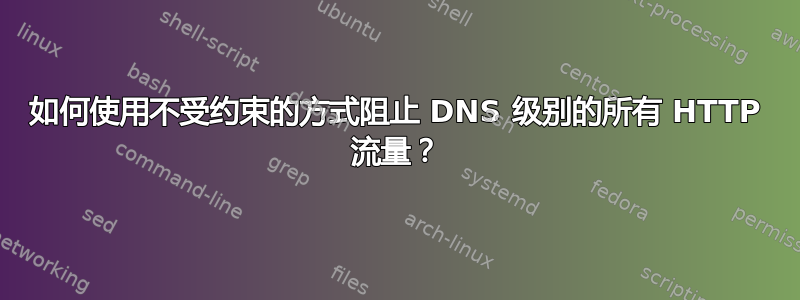 如何使用不受约束的方式阻止 DNS 级别的所有 HTTP 流量？