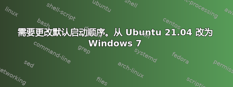 需要更改默认启动顺序。从 Ubuntu 21.04 改为 Windows 7