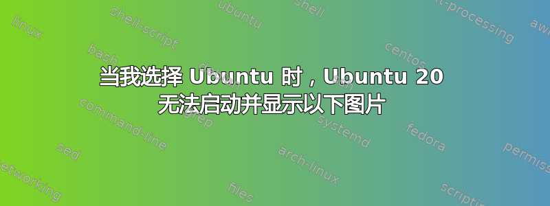 当我选择 Ubuntu 时，Ubuntu 20 无法启动并显示以下图片