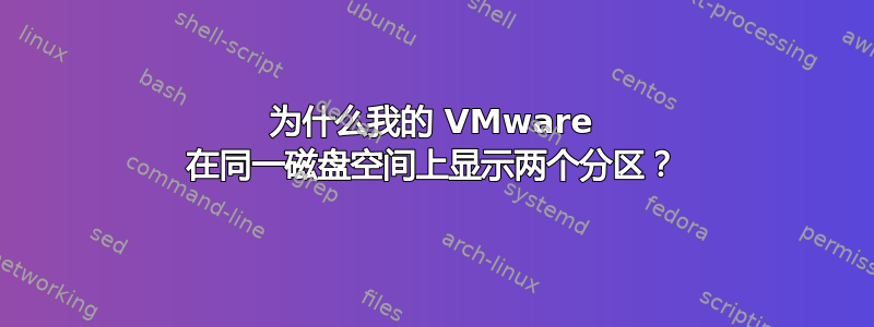 为什么我的 VMware 在同一磁盘空间上显示两个分区？