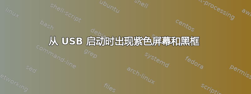 从 USB 启动时出现紫色屏幕和黑框