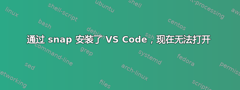 通过 snap 安装了 VS Code，现在无法打开