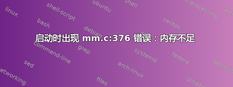 启动时出现 mm.c:376 错误：内存不足