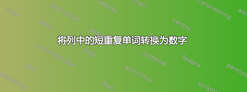 将列中的短重复单词转换为数字