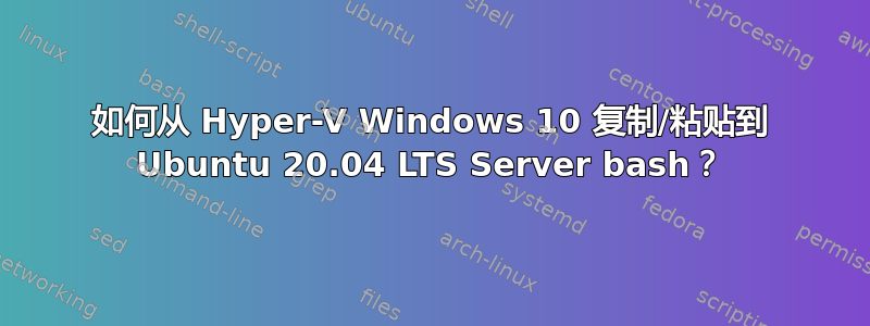 如何从 Hyper-V Windows 10 复制/粘贴到 Ubuntu 20.04 LTS Server bash？