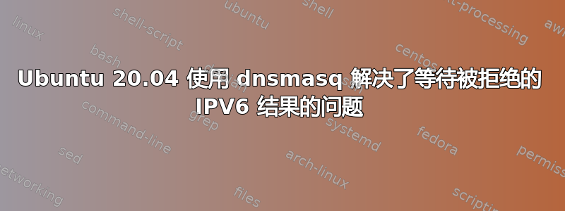 Ubuntu 20.04 使用 dnsmasq 解决了等待被拒绝的 IPV6 结果的问题