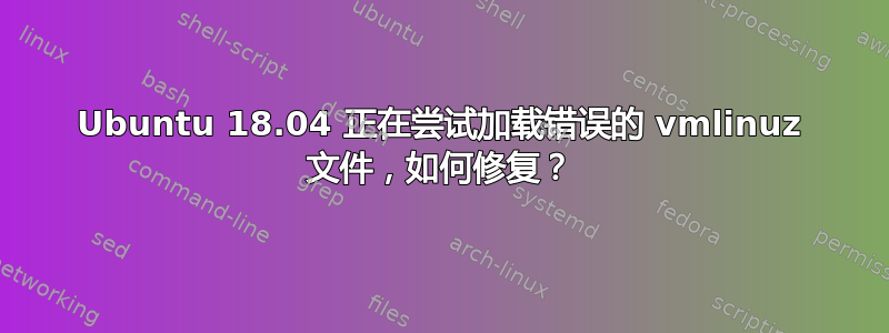 Ubuntu 18.04 正在尝试加载错误的 vmlinuz 文件，如何修复？