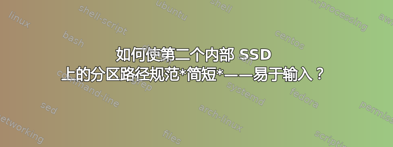 如何使第二个内部 SSD 上的分区路径规范*简短*——易于输入？