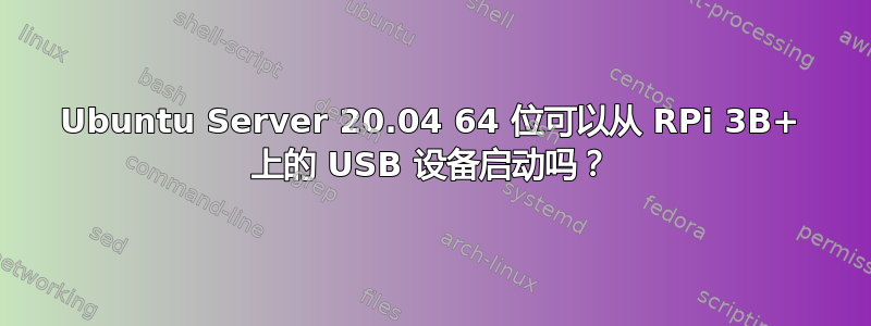 Ubuntu Server 20.04 64 位可以从 RPi 3B+ 上的 USB 设备启动吗？