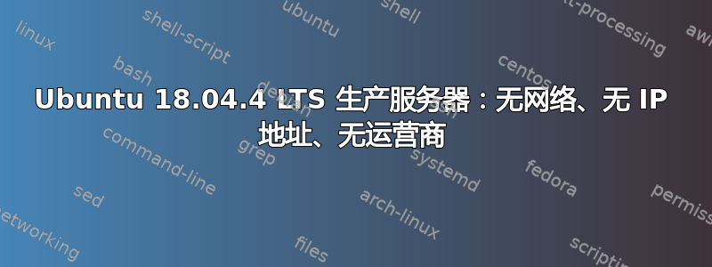 Ubuntu 18.04.4 LTS 生产服务器：无网络、无 IP 地址、无运营商