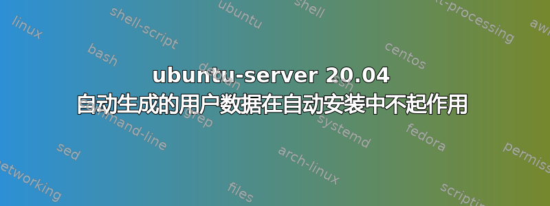 ubuntu-server 20.04 自动生成的用户数据在自动安装中不起作用