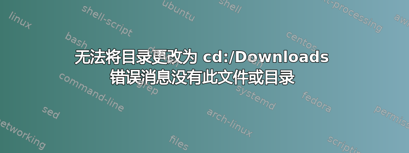 无法将目录更改为 cd:/Downloads 错误消息没有此文件或目录