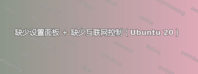 缺少设置面板 + 缺少互联网控制（Ubuntu 20）