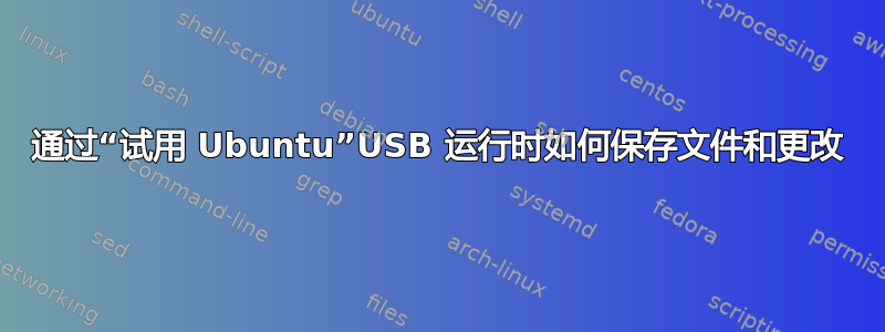 通过“试用 Ubuntu”USB 运行时如何保存文件和更改