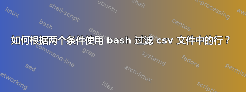 如何根据两个条件使用 bash 过滤 csv 文件中的行？