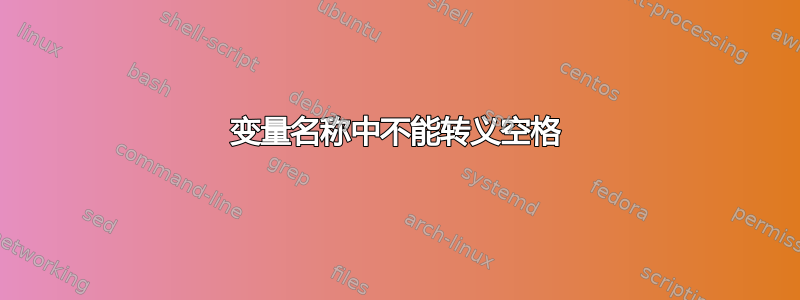 变量名称中不能转义空格