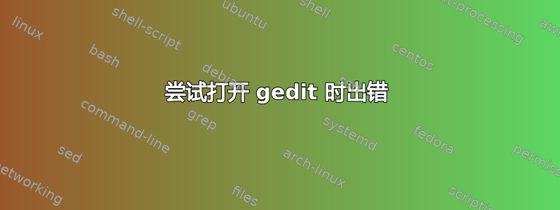 尝试打开 gedit 时出错