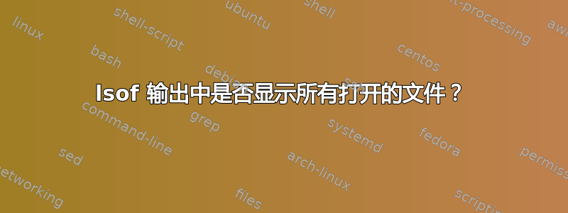 lsof 输出中是否显示所有打开的文件？