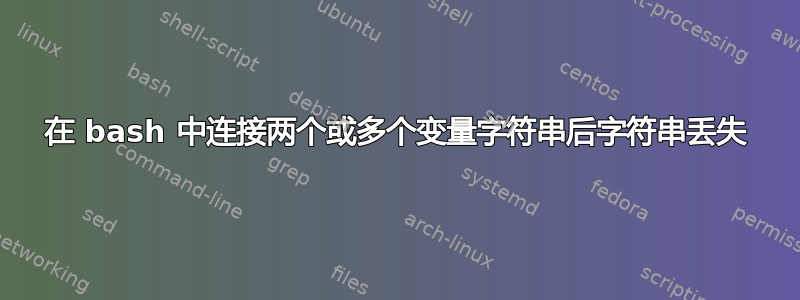 在 bash 中连接两个或多个变量字符串后字符串丢失