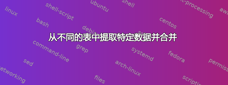 从不同的表中提取特定数据并合并