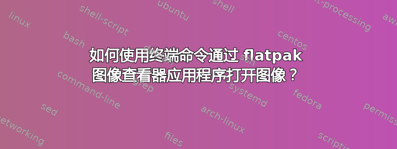 如何使用终端命令通过 flatpak 图像查看器应用程序打开图像？