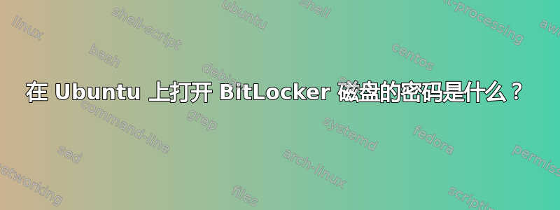 在 Ubuntu 上打开 BitLocker 磁盘的密码是什么？