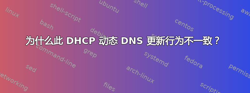 为什么此 DHCP 动态 DNS 更新行为不一致？