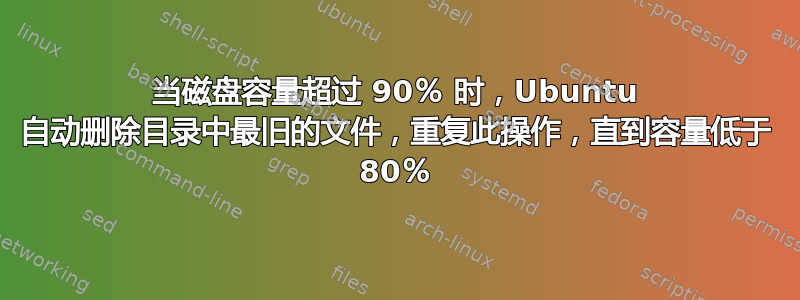 当磁盘容量超过 90％ 时，Ubuntu 自动删除目录中最旧的文件，重复此操作，直到容量低于 80％