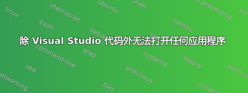 除 Visual Studio 代码外无法打开任何应用程序