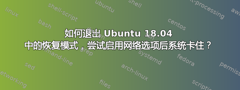 如何退出 Ubuntu 18.04 中的恢复模式，尝试启用网络选项后系统卡住？