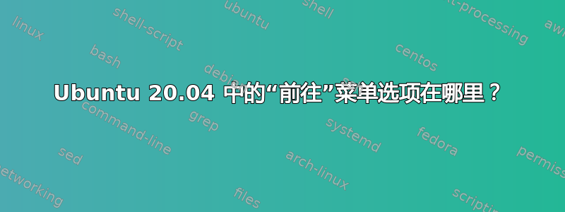 Ubuntu 20.04 中的“前往”菜单选项在哪里？