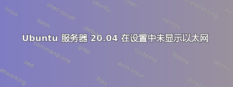 Ubuntu 服务器 20.04 在设置中未显示以太网