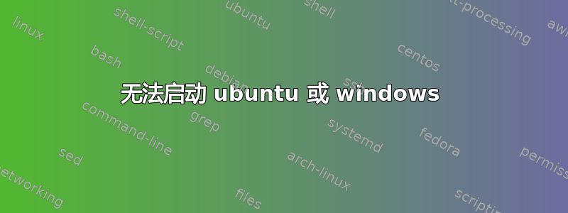 无法启动 ubuntu 或 windows