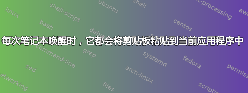 每次笔记本唤醒时，它都会将剪贴板粘贴到当前应用程序中