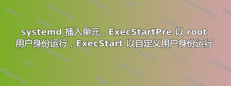 systemd 插入单元，ExecStartPre 以 root 用户身份运行，ExecStart 以自定义用户身份运行