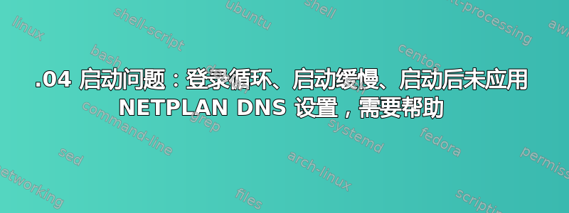 20.04 启动问题：登录循环、启动缓慢、启动后未应用 NETPLAN DNS 设置，需要帮助