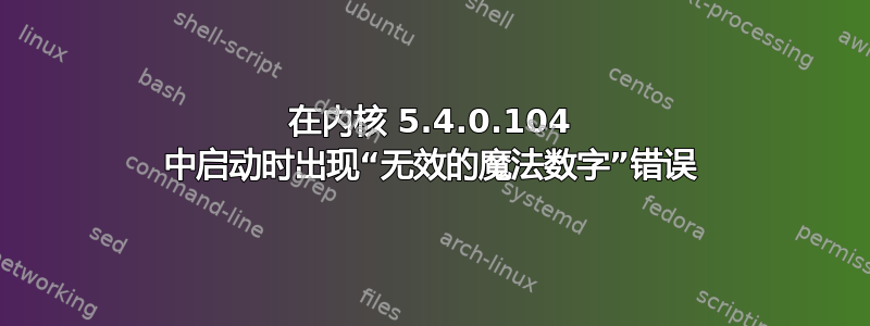 在内核 5.4.0.104 中启动时出现“无效的魔法数字”错误