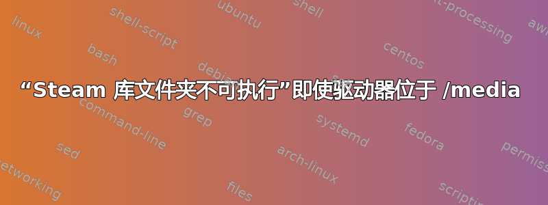 “Steam 库文件夹不可执行”即使驱动器位于 /media