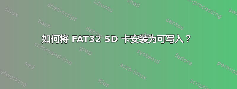 如何将 FAT32 SD 卡安装为可写入？