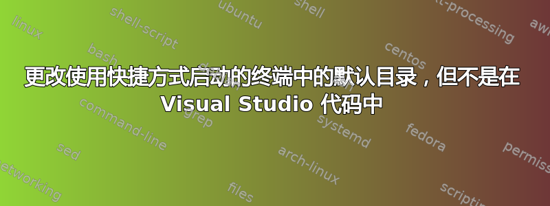 更改使用快捷方式启动的终端中的默认目录，但不是在 Visual Studio 代码中