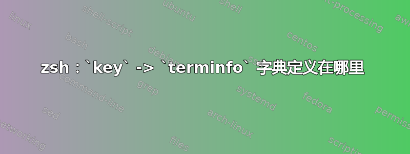 zsh：`key` -> `terminfo` 字典定义在哪里